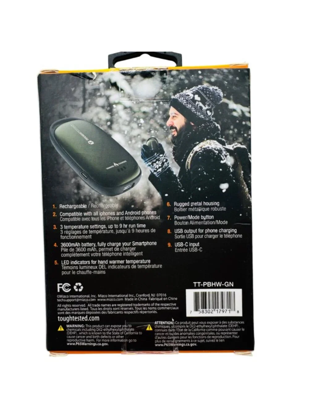 Tough Tested 3600mAh Hand Warmer Phone Charger Green